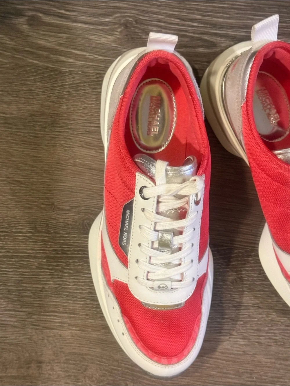 Michael Kors Red and Cream Low-Top Women's Sneakers